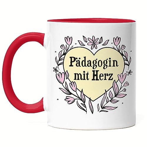 Hey!Print Pädagogin mit Herz Tasse Rot Geschenkidee Zum Danke Sagen Beste Pädagogin von Hey!Print