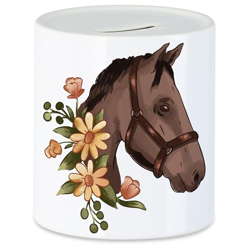 Hey!Print Pferd Spardose Pferde Hengst Stute Hobbie Freiheit Pferdeflüsterer Pferdeliebhaber Reiten Blumen Pony von Hey!Print