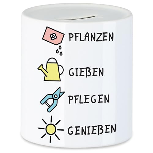 Hey!Print Pflanzen Gießen Pflegen Genießen Spardose Hobby-Gärtner Pflanzen Garten Blumen Geschenkidee von Hey!Print