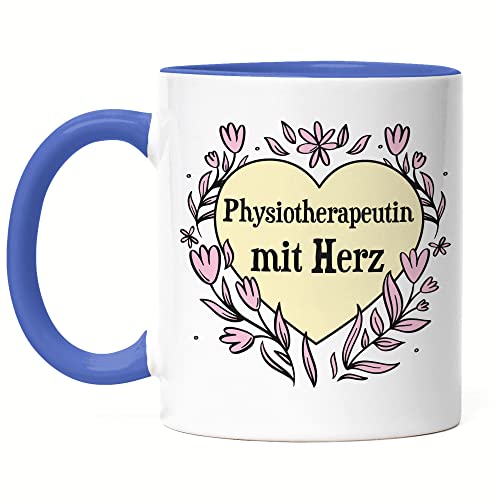 Hey!Print Physiotherapeutin mit Herz Tasse Blau Geschenkidee Zum Danke Sagen Beste Physiotherapeutin von Hey!Print