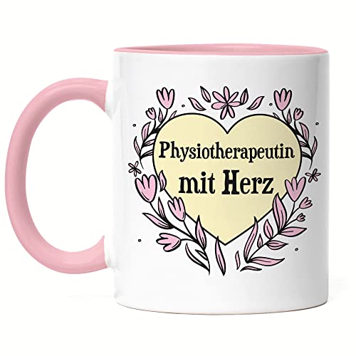 Hey!Print Physiotherapeutin mit Herz Tasse Rosa Geschenkidee Zum Danke Sagen Beste Physiotherapeutin von Hey!Print