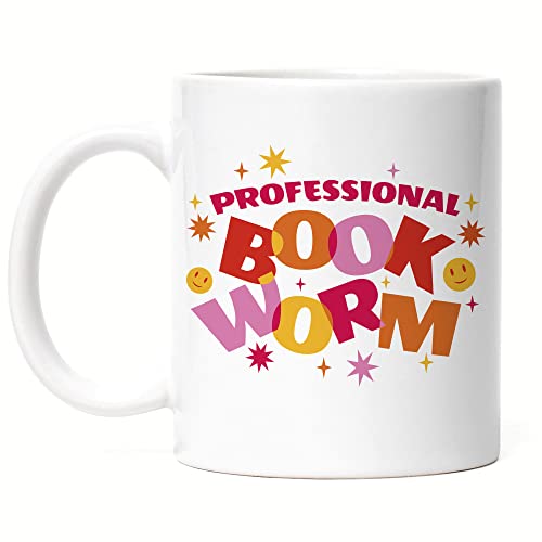 Hey!Print Professional Bookworm Tasse weiß kleine Motive Bücherwurm lesen macht Spaß Geschenkidee Bücher Kaffeetasse von Hey!Print
