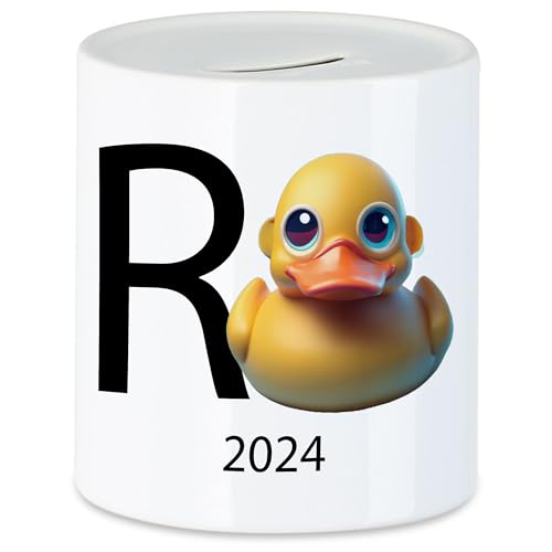 Hey!Print R Ente 2024 Spardose Rente Geschenk Ruhestand Quietscheente Wortwitz von Hey!Print