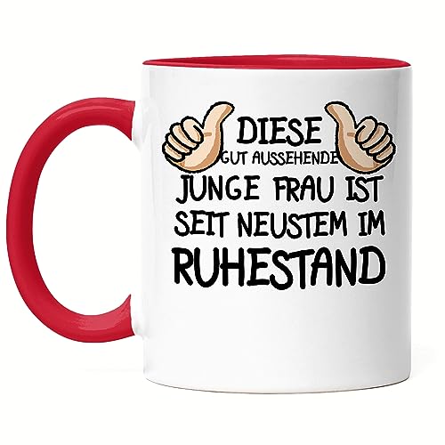 Hey!Print Rentnerin Tasse Rot Rente Lustig Spruch Ruhestand Rentner Pension von Hey!Print