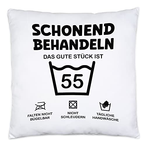 Hey!Print Schonend Behandeln Das Gute Stück ist 55 Kissen Inkl Füllung Geburtstag Runder Geburtstag Sarkasmus Humor von Hey!Print