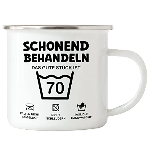 Hey!Print Schonend Behandeln Das Gute Stück ist 70 Emaille Tasse Geburtstag Runder Geburtstag Sarkasmus Humor von Hey!Print