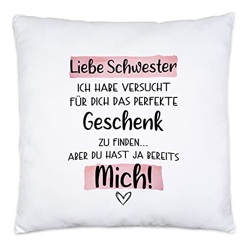 Hey!Print Schwester Geschenk Kissen Inkl. Füllung Mit Spruch Lieblingsschwester Geschenkidee Humor Sarkasmus von Hey!Print