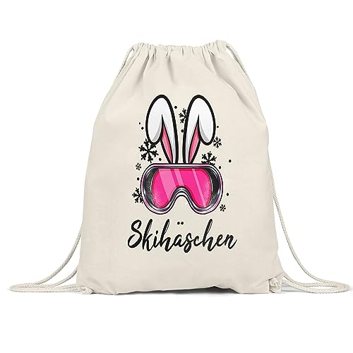 Hey!Print Skihäschen Turnbeutel Gymsack Apres Ski Skihase Skifahren Lustig Skilehrerin Winterurlaub Skiurlaub von Hey!Print