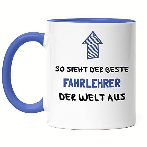 Hey!Print So Sieht Der Beste Fahrlehrer Der Welt Aus Tasse Blau Danke Sagen Führerschein Bestanden von Hey!Print