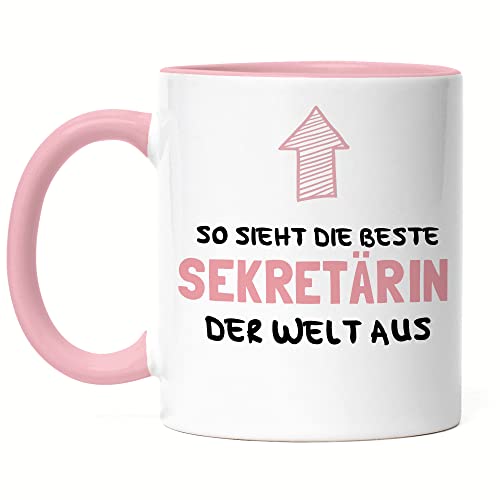 Hey!Print So Sieht Die Beste Sekretärin Aus Tasse Rosa Arbeitskollegin Abschiedsgeschenk Büro Assistenz von Hey!Print