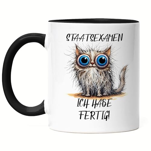 Hey!Print Staatsexamen Tasse schwarz Geschenk bestanden geschafft Studenten Medizin Jura Lehramt von Hey!Print