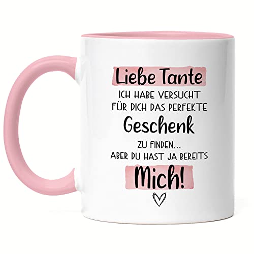 Hey!Print Tante Geschenk Tasse Rosa Mit Spruch Tanti Geschenkidee Geburtstag Nichte Neffe Humor von Hey!Print