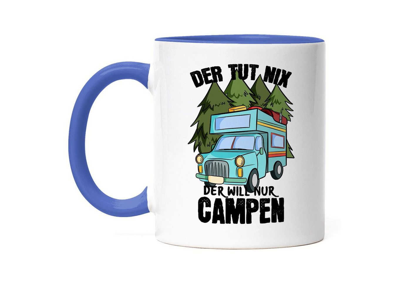 Hey!Print Tasse Camper Tasse mit Spruch Der tut nix der will nur Campen Geschenk Tasse für Camping Wohnmobil Womo, Keramik von Hey!Print