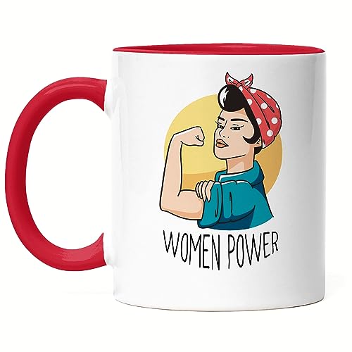 Hey!Print Tasse Rot Women Power Motiv Geschenk für Superheldinnen Women Power Frauentag Feminismus von Hey!Print
