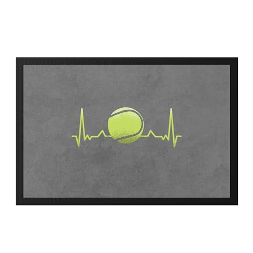 Hey!Print Tennisball Fussmatte Tennisschläger Spieler Spiel Spielball Sport Freizeit Hobbie Tennisplatz Tennis Schläger von Hey!Print