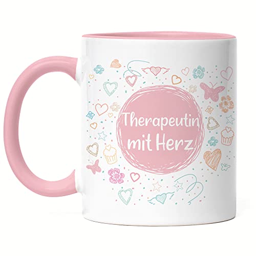 Hey!Print Therapeutin mit Herz Tasse Rosa Dankeschön Geschenk Danke Sagen Für Alles Therapie von Hey!Print