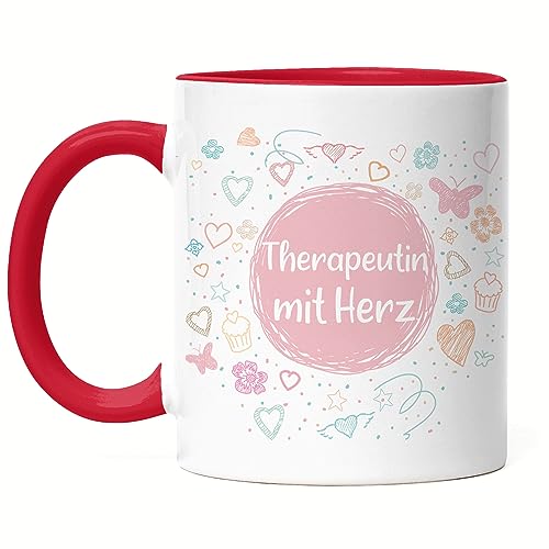 Hey!Print Therapeutin mit Herz Tasse Rot Dankeschön Geschenk Danke Sagen Für Alles Therapie von Hey!Print