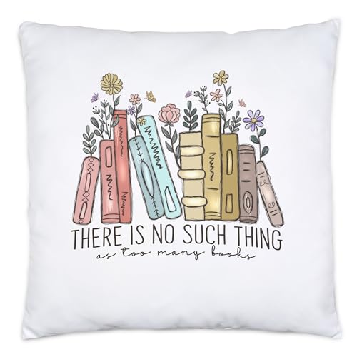 Hey!Print There is no Such Thing as Too Many Books Kissen Inkl Füllung Leseratte Bücherwurm von Hey!Print