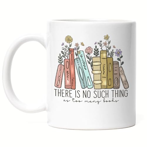 Hey!Print There is no such thing as too many books Tasse Weiß Leseratte Bücherwurm Bestseller von Hey!Print