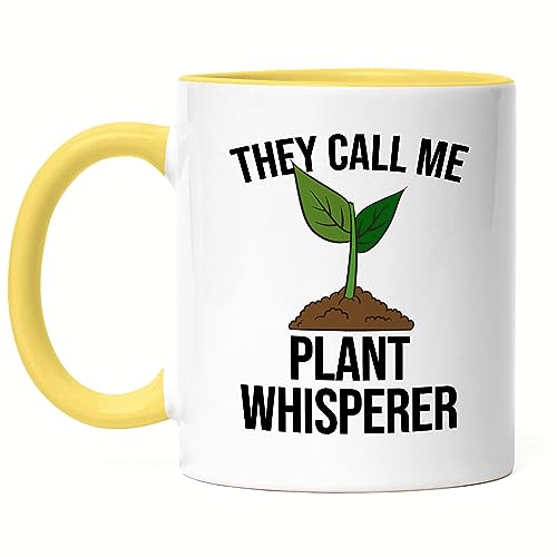 Hey!Print They Call Me Plant Whisperer Tasse Gelb Hobby-Gärtner Pflanzen Garten Blumen Geschenkidee Pflanzen-Fans von Hey!Print