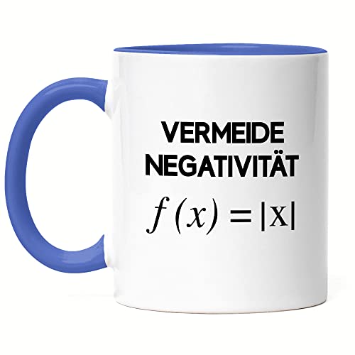 Hey!Print Vermeide Negativität Tasse Blau Lustige Geschenkidee Mathematiker Physiker Formeln Studium von Hey!Print