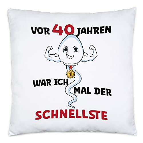 Hey!Print Vor 40 Jahren War Ich Mal Der Schnellste Kissen 40. Geburtstag Happy Birthday Alles Gute Zum Geburtstag Party von Hey!Print