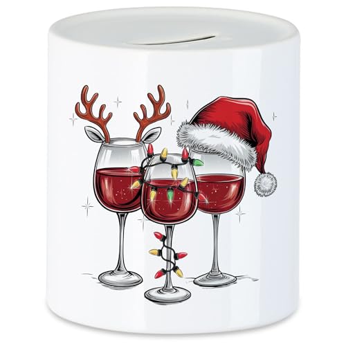 Hey!Print Weihnachts-Weingläser Spardose Rotwein Weißwein Weintrinker Weihnachten Weinliebhaber Geschenkidee von Hey!Print
