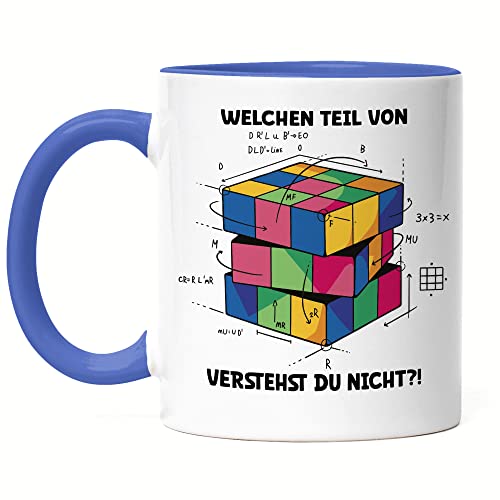 Hey!Print Welchen Teil Von Verstehst Du Nicht Tasse Blau Logik Mathematik Spiel Gedächtnis Zauberwürfel Verstand Intellekt von Hey!Print