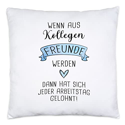 Hey!Print Wenn Aus Kollegen Freunde Werden Kissen Inkl. Füllung Lieblingskollegin Büro-Tasse Kollegin Geschenk von Hey!Print