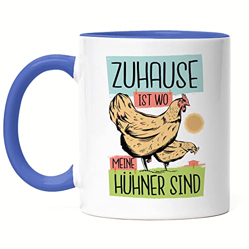 Hey!Print Zuhause Ist Wo Meine Hühner Sind Tasse Blau Huhn Fans Hühnerhof Chicken Eier Geschenkidee von Hey!Print