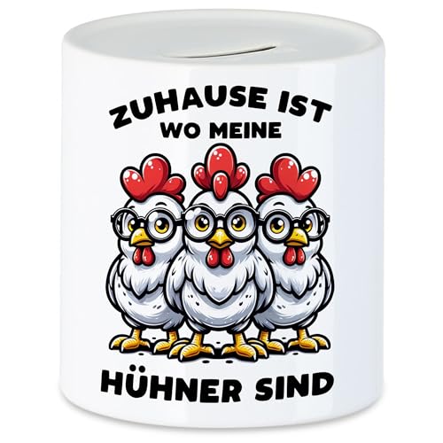 Hey!Print Zuhause ist wo Meine Hühner sind Witzige Hühner Spardose - Hühnerbesitzer Glück von Hey!Print