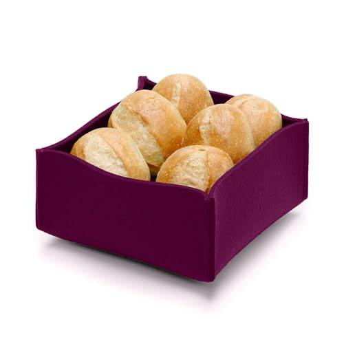 Hey-Sign Filz BROTKORB mit Einlegeboden in vielen Farben, Farbe:26 - Aubergine von Hey-Sign