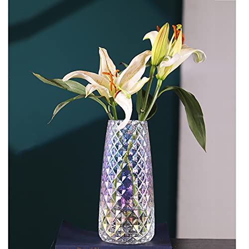 Hey_you Glasvase, Ins Style handgemachte kristallklare Blumenvase Dekorative Vase mit Ananasmuster Blumenblume Pflanzenbehälter für Home Office Dekor, Geschenk für Hochzeit, Einweihungsparty von Hey_you