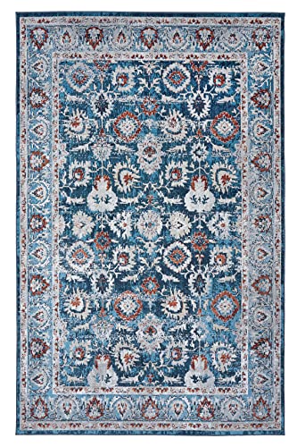 HeyCarpet Kurzflor Teppich für Wohnzimmer, Küche, Flur & Badezimmer (140x200 cm, orientalisch) - Teppich waschbar in Waschmaschine mit klassichem Muster - waschbarer Teppich 140 x 200 von HeyCarpet