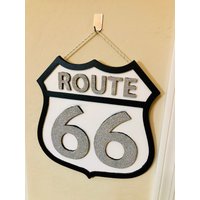 Glitzer Route 66 Wandbehang Glitzer Route 66 Wandbehang von HeyDDesigns