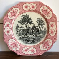 Vintage Transferware Platte, China England "Rose Terrace" Transferware, Burgund Und Schwarz Design, Einzigartige Servierplatte, Serveware Vintage Transferware Platte, China England "Rose Terrace" Transferware, Burgund Und Schwarz Design, Einzigartige Servierplatte, Serveware von HeyMaker