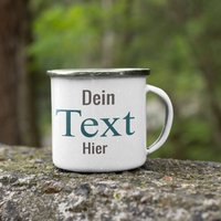 Emaille Tasse Mit Silbernen Rand Personalisiert Geschenk Papa Name Wunschtext Oder Bild von HeyPapaDE