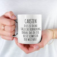 Geschenk Für Bruder Schwester Mit Namen Personalisierbar Scherzartikel Tasse Kaffeebecher Geschenkidee Geschwisterliebe von HeyPapaDE