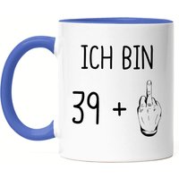 40. Geburtstag Tasse Blau Mittelfinger Humorvolle Geschenkidee Runder 40 Jahre Alt Originell von HeyPrintDesigns