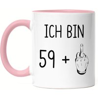 60. Geburtstag Tasse Rosa Mittelfinger Humorvolle Geschenkidee Runder 60 Jahre Alt Originell von HeyPrintDesigns