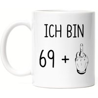 70. Geburtstag Tasse Mittelfinger Humorvolle Geschenkidee Runder 70 Jahre Alt Originell von HeyPrintDesigns