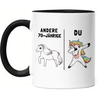 70. Geburtstag Tasse Schwarz Mit Spruch Frauen Lustig Einhorn 70 Jahre Geschenk-Idee Andere Jährige von HeyPrintDesigns