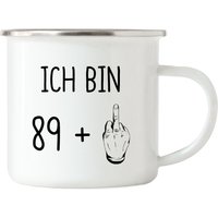 90. Geburtstag Emaille Tasse Mittelfinger Humorvolle Geschenkidee Runder 90 Jahre Alt Originell von HeyPrintDesigns