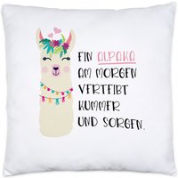 Alpaka Am Morgen Vertreibt Kummer Und Sorgen Kissen Inkl Füllung Süßes Motiv Geschenkidee Alpaka-Fans von HeyPrintDesigns