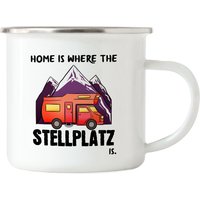 Camping Emaille Tasse Mit Spruch Home Is Where The Stellplatz Geschenk Für Camper Wohnmobil Womo von HeyPrintDesigns