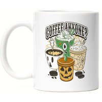 Coffe Anyone Tasse Weiß Milchkaffee Coffeelover Kaffee Kaffeeliebhaber Koffein Cappuccino Trick Or Treat Halloween von HeyPrintDesigns