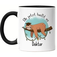Doktor Tasse Schwarz 2022 Abschluss Geschenk Doktorin Faultier Kaffeetasse Promotion von HeyPrintDesigns