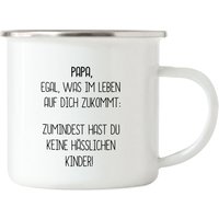 Emaille Tasse Papa Wenigstens Keine Hässliche Kinder Lustig Vatertag Geschenkidee Bester Dad von HeyPrintDesigns