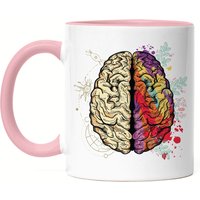 Gehirn Tasse Rosa Nervensystem Rechte Linke Gehirnhälfte Gedächtnis Hirn Nerven Gehirnzellen Logik Verstand von HeyPrintDesigns