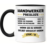 Handwerker Preisliste Tasse Schwarz Maschinen Bauteile Objekte Werkzeug Begabung Gebäude Möbel Beruf Arbeit von HeyPrintDesigns